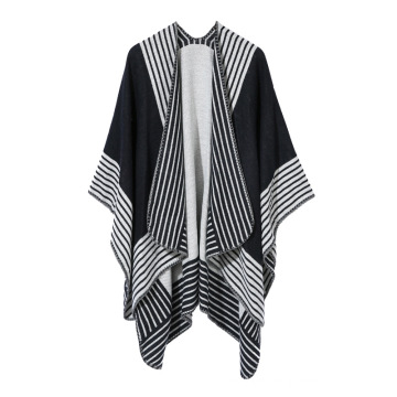 2020 Professional Manufacturer Supplier Blanket poncho coat winter scarf  Stripe women poncho wraps cashmere feeling shawls